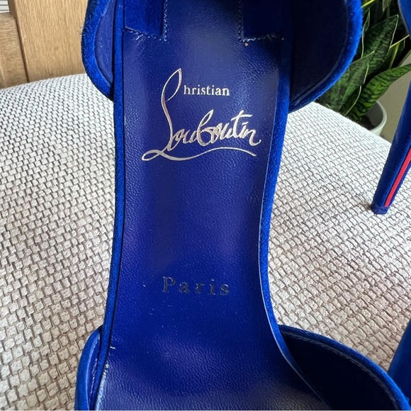 Christian Louboutin Astrida Bride 100 Suede Pump in Blue Suede - Picture 3 of 7